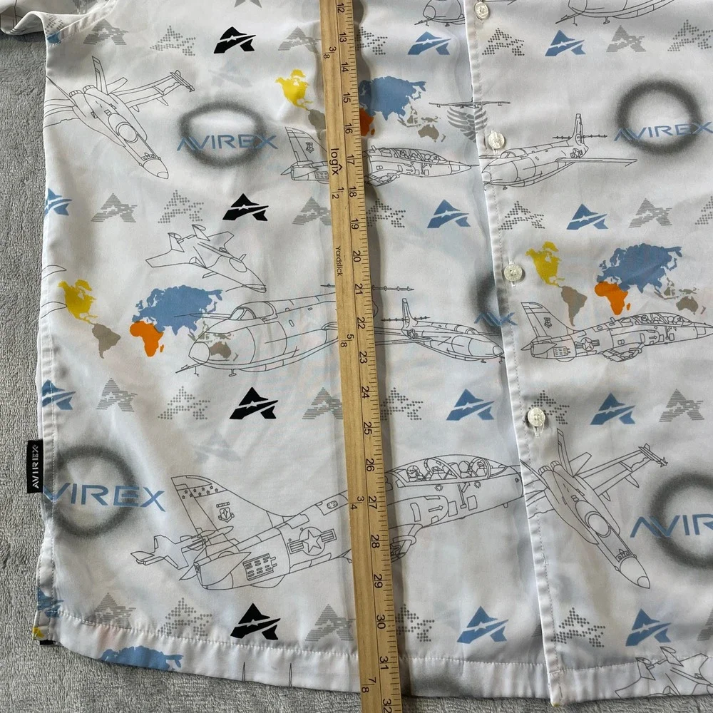 Avirex Shirt Mens XL White Airplane World Map Captain‎ Flying Bomber - Picture 5 of 11
